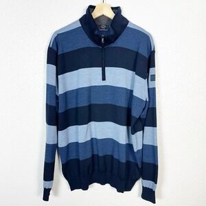 Paul & Shark Yachting Mens Merino Wool Quarter Zip Pullover Sweater Blue XXL